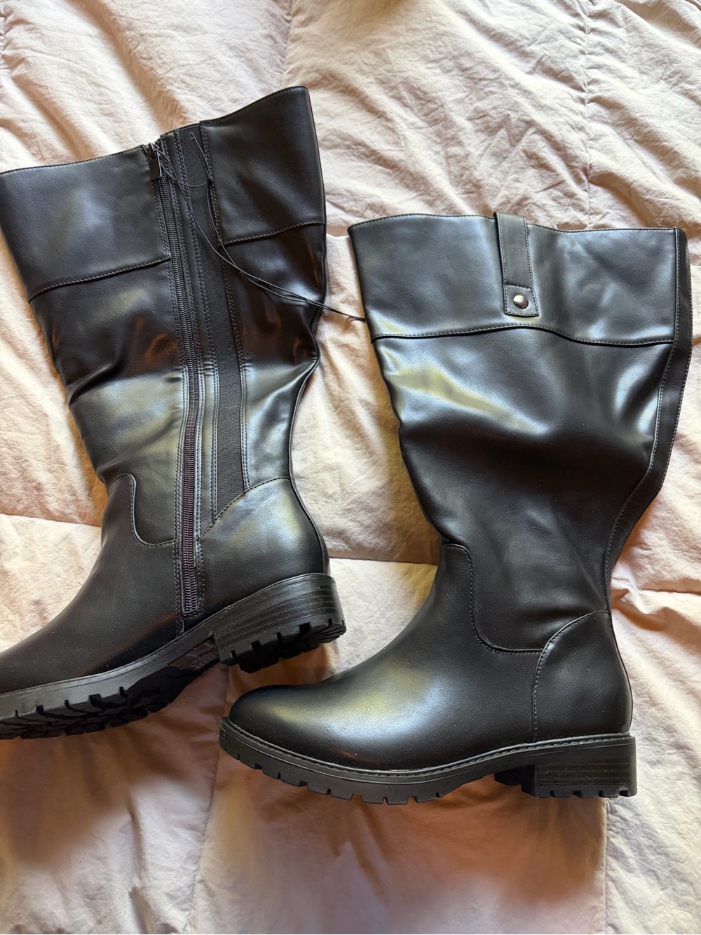 torrid Black Knee High Lug Sole Boots